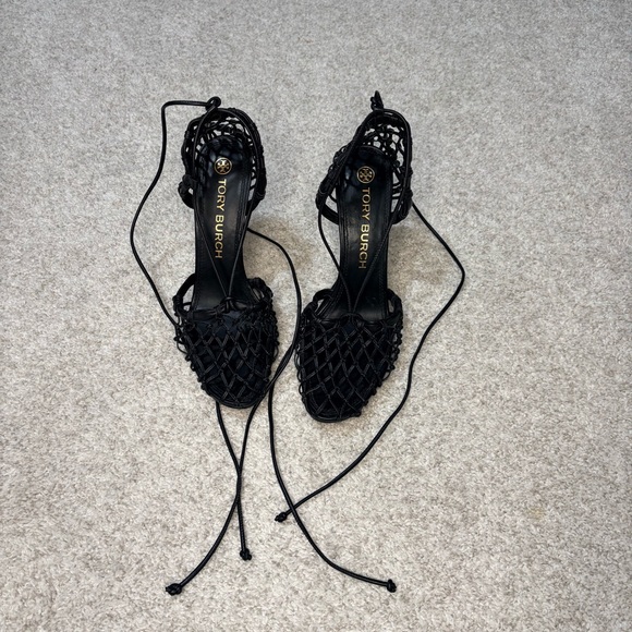 Tory Burch Shoes - Tory Burch Women’s Lace-Up Black Leather Heels size 11